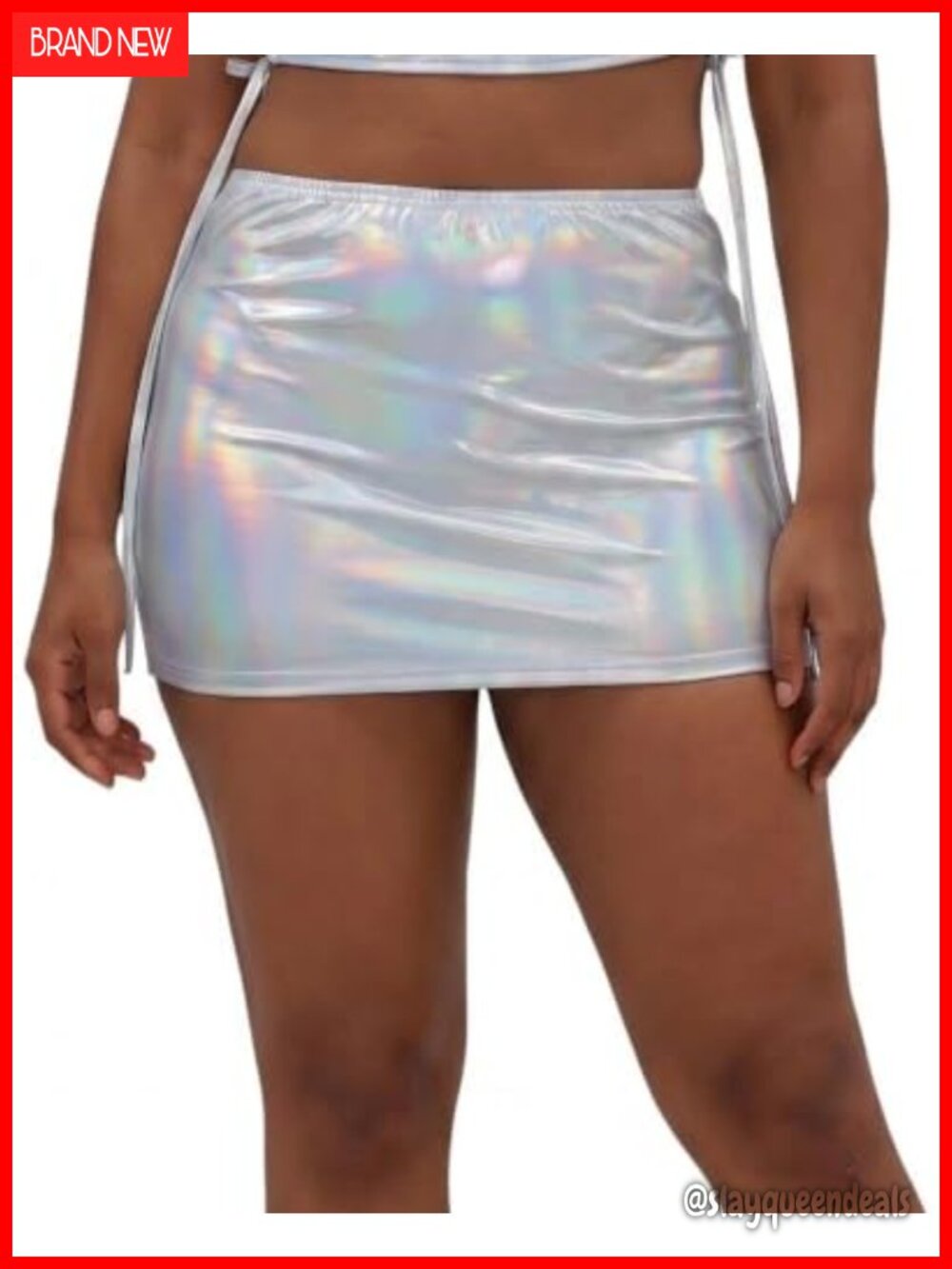 Iridescent Holographic Mini Skirt High Waisted Rave Festival Club Skirt